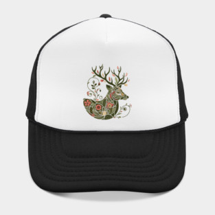 Red Deer Botanical Nature Art Illustration2 Hat
