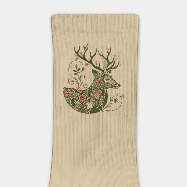 Red Deer Botanical Nature Art Illustration2 by BirdsnStuff