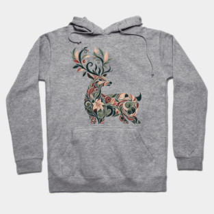 Red Deer Botanical Nature Art Illustration3 Hoodie