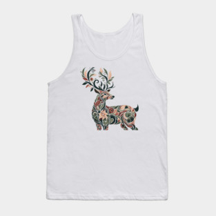 Red Deer Botanical Nature Art Illustration3 Tank Top