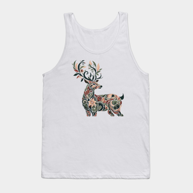 Red Deer Botanical Nature Art Illustration3 Tank Top by BirdsnStuff