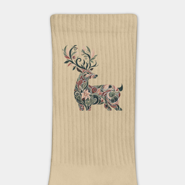 Red Deer Botanical Nature Art Illustration3 by BirdsnStuff