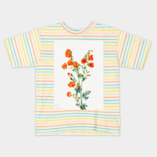 Scarlet Globe Mallow By Mary Vaux Walcott. Kids T-Shirt