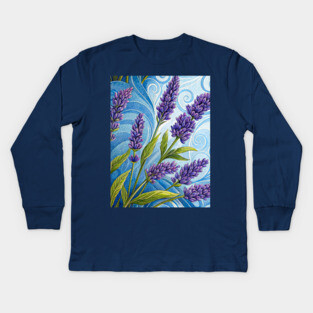 Lavender Floral Kids Long Sleeve T-Shirt