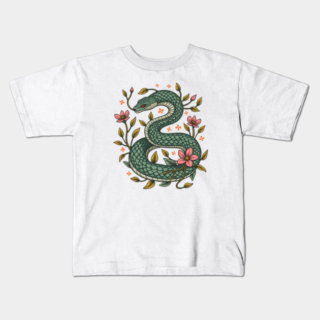 Botanical Serpent Nature Inspired Design Kids T-Shirt by BirdsnStuff