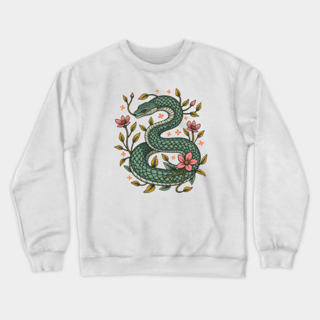 Botanical Serpent Nature Inspired Design Crewneck Sweatshirt by BirdsnStuff