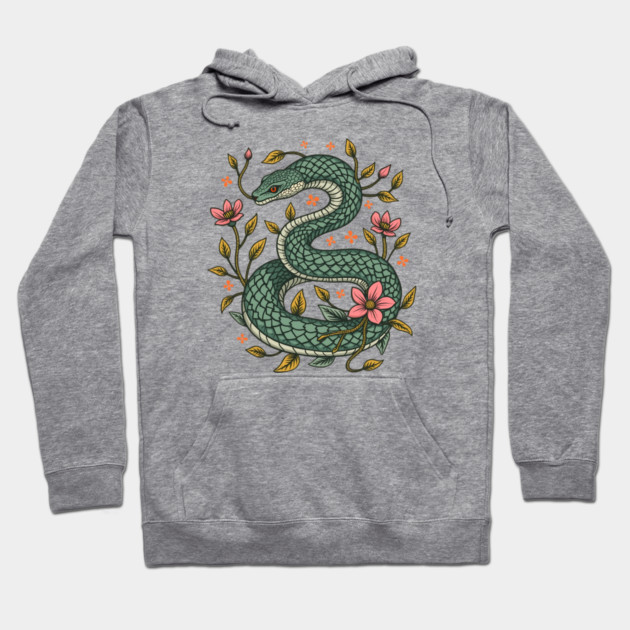 Botanical Serpent Nature Inspired Design Hoodie by BirdsnStuff