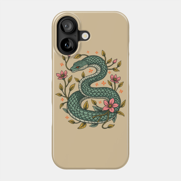 Botanical Serpent Nature Inspired Design Phone Case by BirdsnStuff