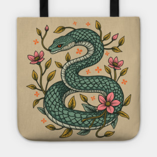 Botanical Serpent Nature Inspired Design Tote