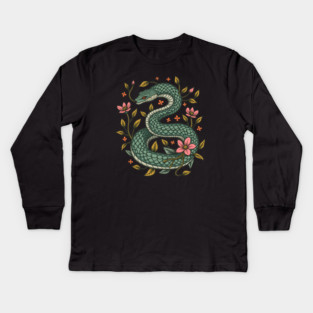 Botanical Serpent Nature Inspired Design Kids Long Sleeve T-Shirt