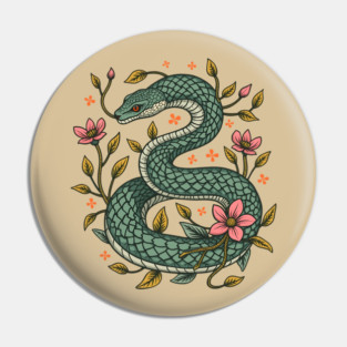 Botanical Serpent Nature Inspired Design Pin