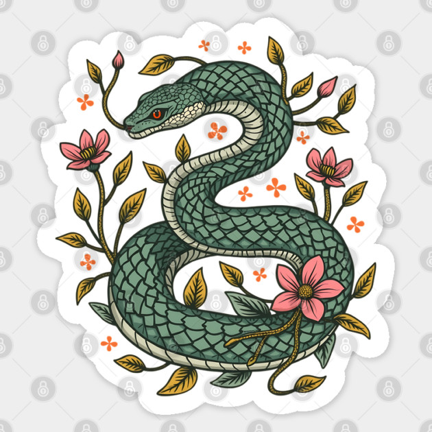 Botanical Serpent Nature Inspired Design Sticker by BirdsnStuff
