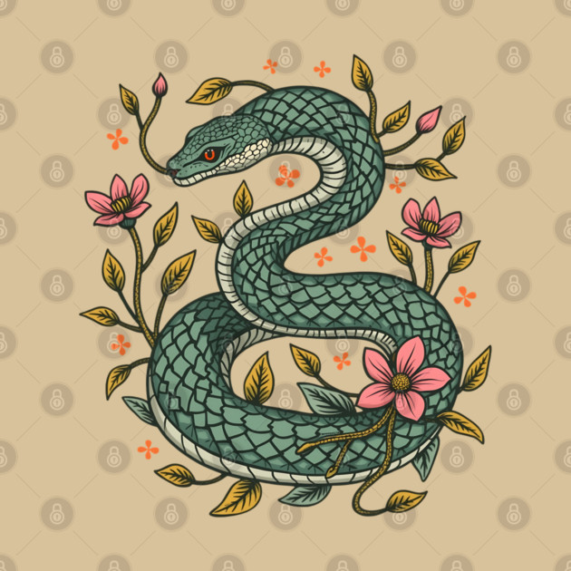 Botanical Serpent Nature Inspired Design by BirdsnStuff