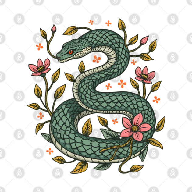 Botanical Serpent Nature Inspired Design by BirdsnStuff
