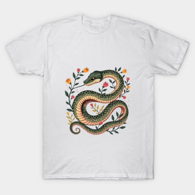 Botanical Serpent Nature Inspired Design2 T-Shirt by BirdsnStuff