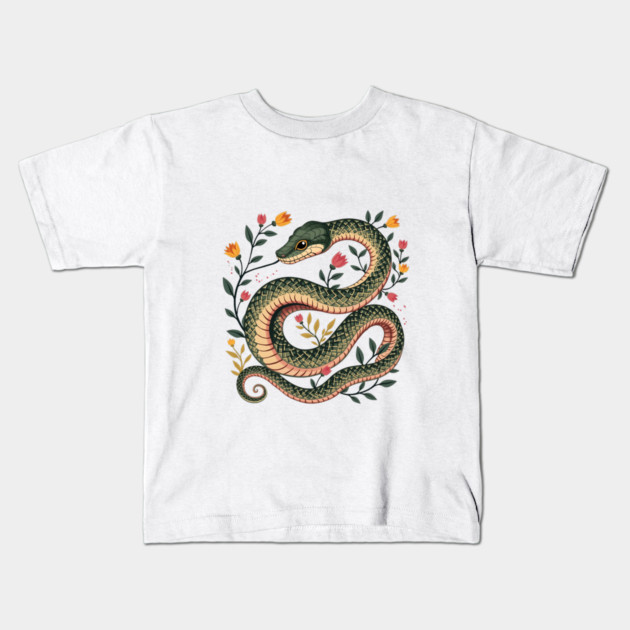 Botanical Serpent Nature Inspired Design2 Kids T-Shirt by BirdsnStuff