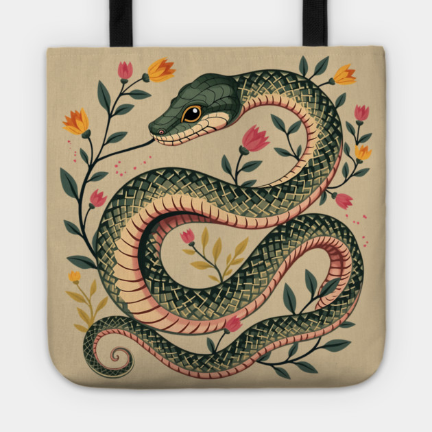 Botanical Serpent Nature Inspired Design2 Tote by BirdsnStuff