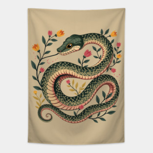 Botanical Serpent Nature Inspired Design2 Tapestry