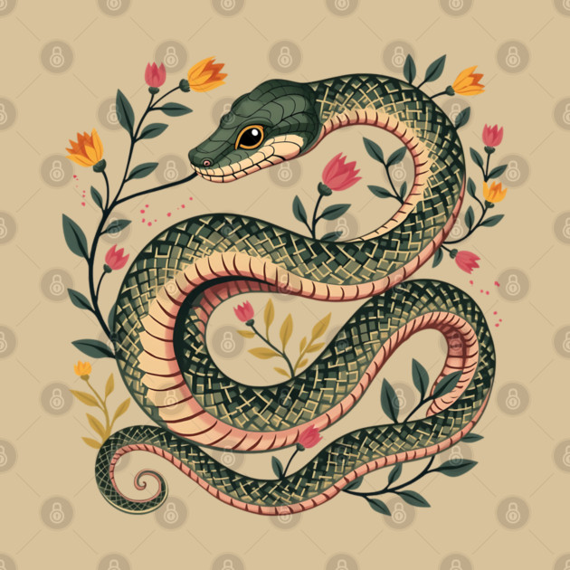 Botanical Serpent Nature Inspired Design2 by BirdsnStuff