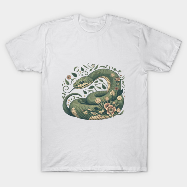 Botanical Serpent Nature Inspired Design3 T-Shirt by BirdsnStuff