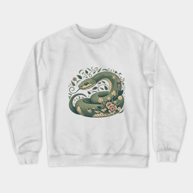 Botanical Serpent Nature Inspired Design3 Crewneck Sweatshirt by BirdsnStuff