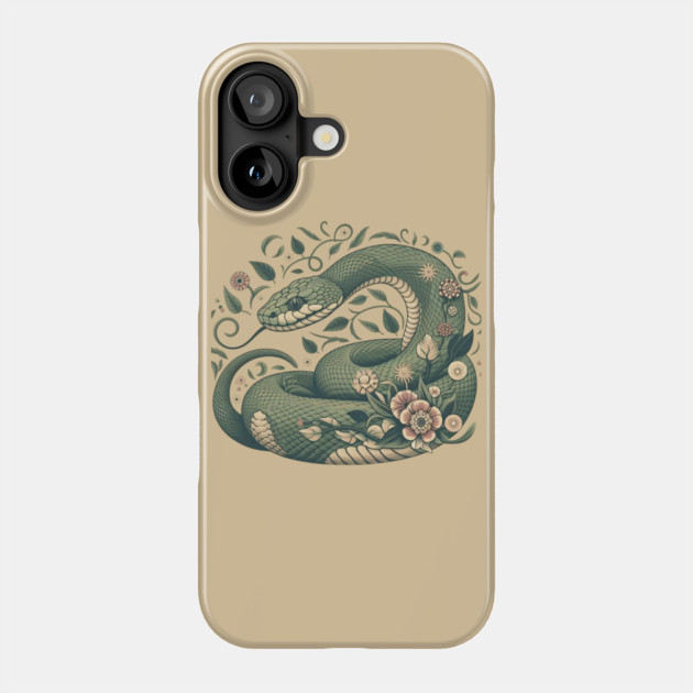Botanical Serpent Nature Inspired Design3 Phone Case by BirdsnStuff