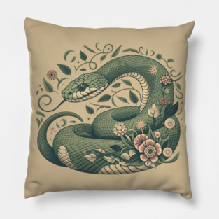Botanical Serpent Nature Inspired Design3 Pillow