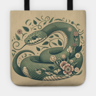 Botanical Serpent Nature Inspired Design3 Tote