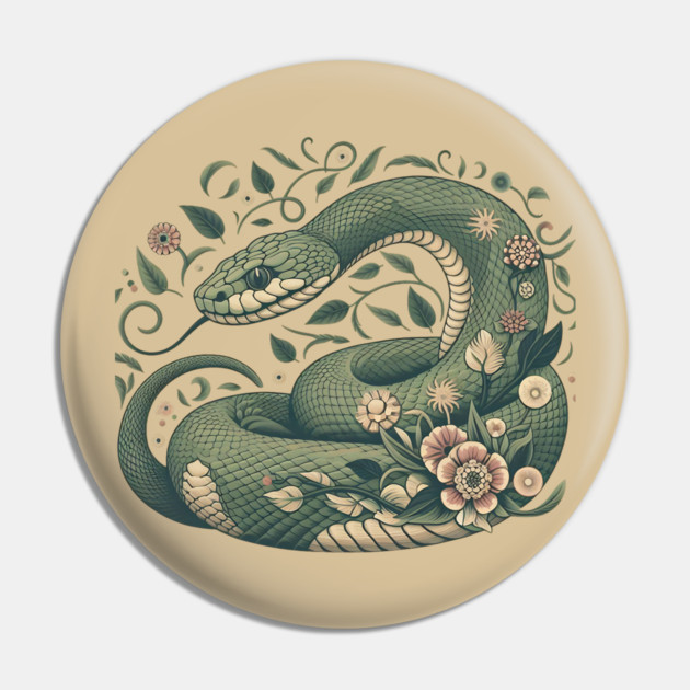 Botanical Serpent Nature Inspired Design3 Pin by BirdsnStuff