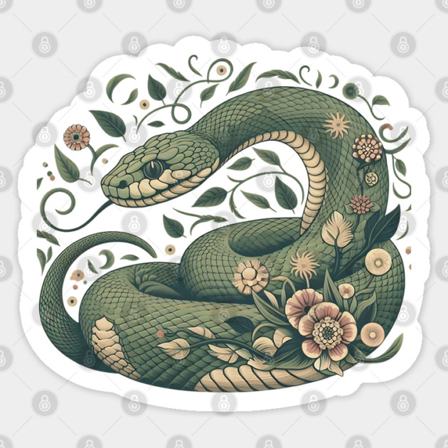 Botanical Serpent Nature Inspired Design3 Sticker by BirdsnStuff