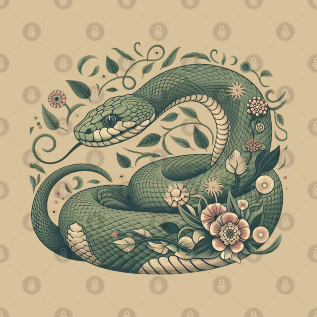 Botanical Serpent Nature Inspired Design3 by BirdsnStuff