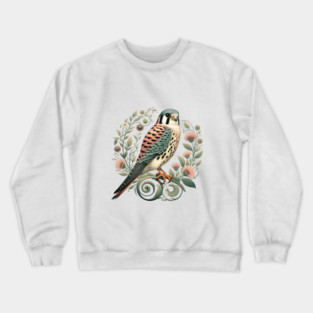 American Kestrel Botanical Nature Art Illustration Crewneck Sweatshirt