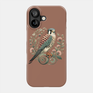 American Kestrel Botanical Nature Art Illustration Phone Case