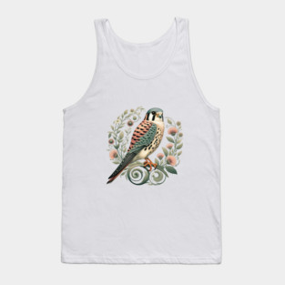 American Kestrel Botanical Nature Art Illustration Tank Top