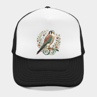 American Kestrel Botanical Nature Art Illustration Hat