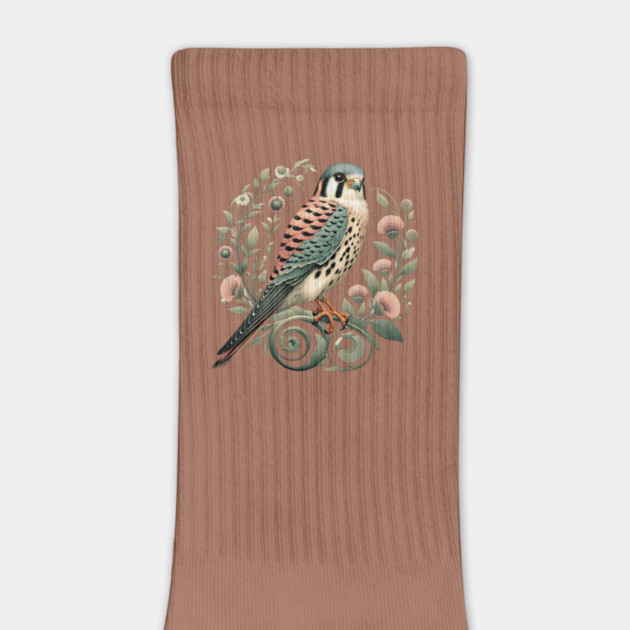 American Kestrel Botanical Nature Art Illustration by BirdsnStuff
