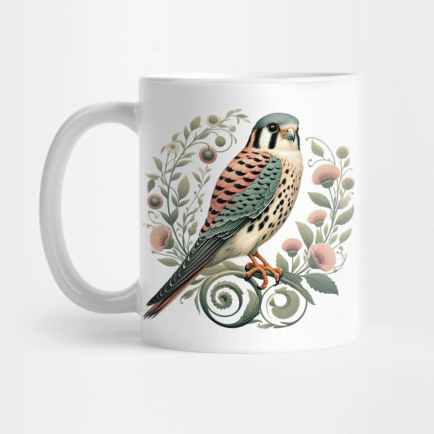 American Kestrel Botanical Nature Art Illustration by BirdsnStuff