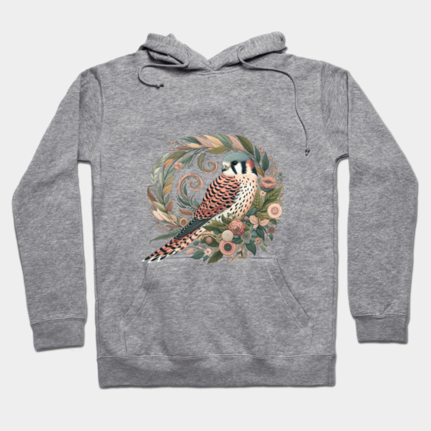American Kestrel Botanical Nature Art Illustration2 Hoodie by BirdsnStuff
