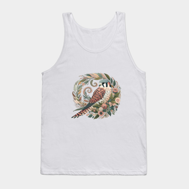 American Kestrel Botanical Nature Art Illustration2 Tank Top by BirdsnStuff