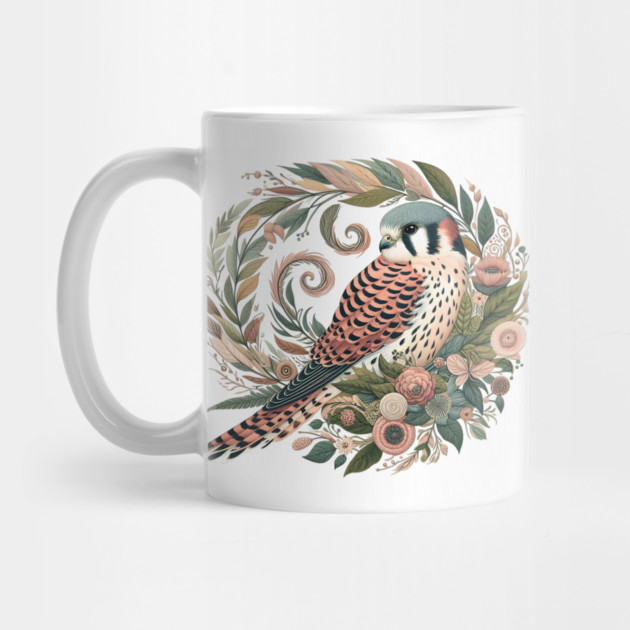 American Kestrel Botanical Nature Art Illustration2 by BirdsnStuff