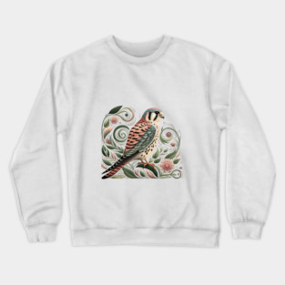 American Kestrel Botanical Nature Art Illustration3 Crewneck Sweatshirt