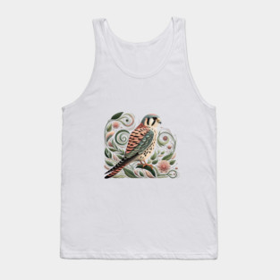 American Kestrel Botanical Nature Art Illustration3 Tank Top