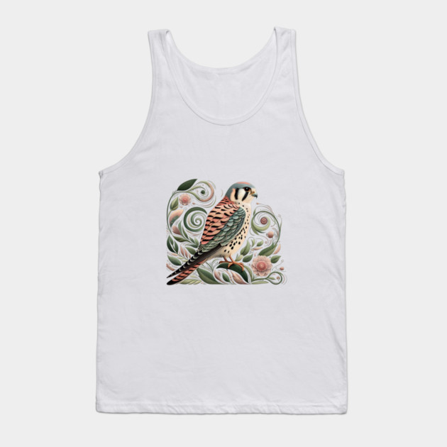 American Kestrel Botanical Nature Art Illustration3 Tank Top by BirdsnStuff