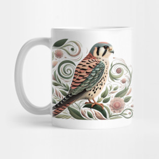 American Kestrel Botanical Nature Art Illustration3 Mug