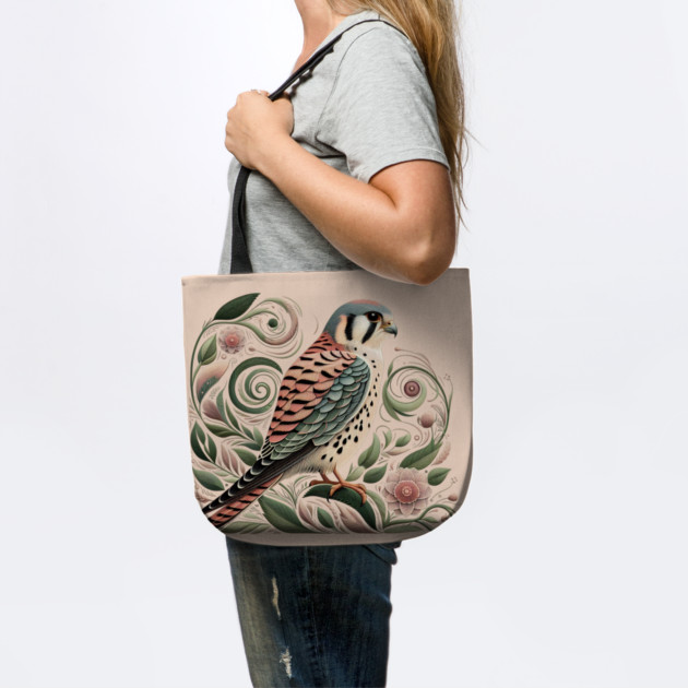 American Kestrel Botanical Nature Art Illustration3 by BirdsnStuff