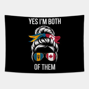 Half Barbadian Half Canadian Girl Barbados Canada Flag Tapestry