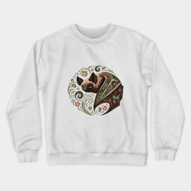 Flying Fox  Botanical Nature Art Illustration Crewneck Sweatshirt by BirdsnStuff