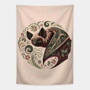 Flying Fox  Botanical Nature Art Illustration Tapestry