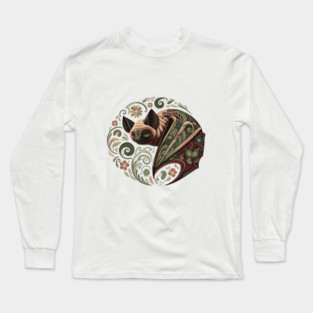 Flying Fox  Botanical Nature Art Illustration Long Sleeve T-Shirt