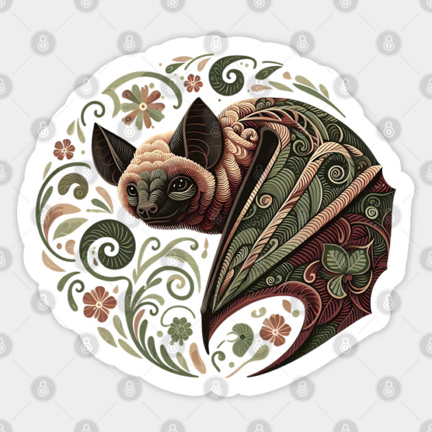 Flying Fox  Botanical Nature Art Illustration Sticker by BirdsnStuff